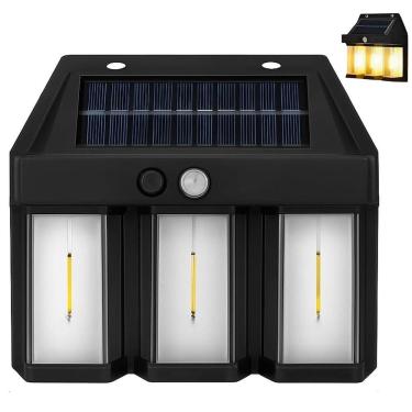 Imagem de Luminaria Solar LED Arandela Filamento Sensor de Movimento Presença Ambiente Externo Quintal Jardim Iluminaçao Decoraçao