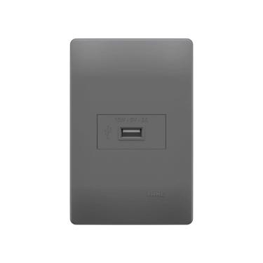 Imagem de Tomada USB Fame Habitat Onix 15W com Placa 4x2