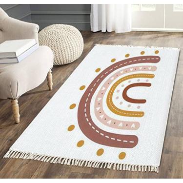 Imagem de Tapete de área, arco-íris, boêmio, estampado, para quartos de bebê, sala de jogos, borla, tapete de chão, pátio, corredor, minimalista, decoração de casa, sala de estar, quarto, interior, exterior, 90