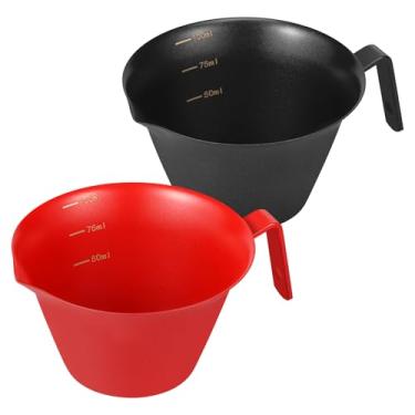 Imagem de 2 peças de copo medidor de café, copo de café expresso de aço inoxidável 304 com 50/75/100 ml Marks Barista acessórios para escritório em casa (vermelho + preto, 100 ml)