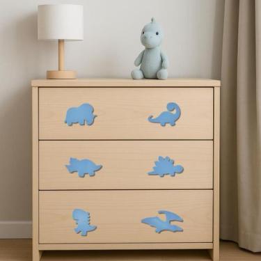 Imagem de Kit 6 Puxadores de Gaveta Dinossauros  Diversas Cores - Espaço 3d, Azu