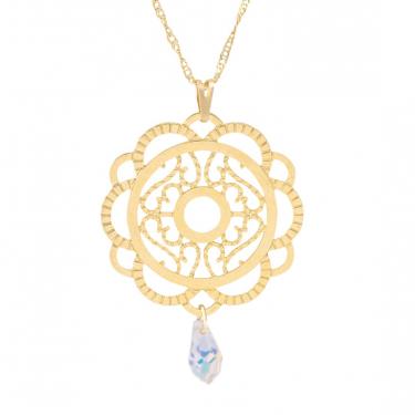 Imagem de Gargantilha Mandala  Pingo Cristal Swarovski Folheado a Ouro