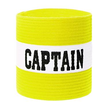 Imagem de ONLYKXY Braçadeiras de capitão 9 x 30 cm/3,5 x 11,8 polegadas braçadeira líder ajustável para futebol, basquete, voleibol, competição, treinadores, faixas de braço (amarelo + branco, 1)