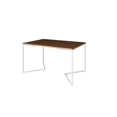 Imagem de Mesa De Jantar Industrial Retangular Tampo 120x75cm Base Em V Casa Sala De Estar E Cozinha(BRANCO/AMÊNDOA)