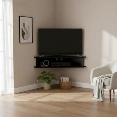 Imagem de Rack Suspenso para TV de até 39” Aparador Bancada Estante de Canto Preto