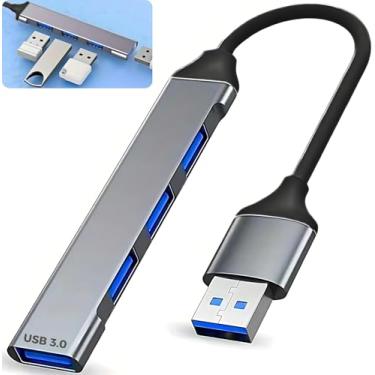 Imagem de Hub USB 3.0 Extensor Adaptador com 4 Portas até 5 Gbps - para HD Externo, Pen Drive, Impressora, Teclado e Mouse - Compatível com Notebook e Computador - Acabamento em Alumínio - Premium