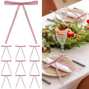 Imagem de Knitgrip 24 peças de castiçais cônicos para decoração de arco de Natal vintage laço de veludo para árvore de Natal guirlanda de porta de Natal decoração de guirlanda vintage (rosa)