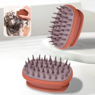 Imagem de 2 peças reutilizáveis de limpeza de couro cabeludo, escovas de banho, material de silicone, para limpeza, esfoliante, massagem, esfoliante facial para mulheres e homens, vermelho
