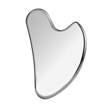 Imagem de Ferramenta Gua Sha de dupla face - Massageador facial e mandíbula de aço inoxidável engrossado premium, drenagem linfática para redução de queixo duplo, levantamento de pele