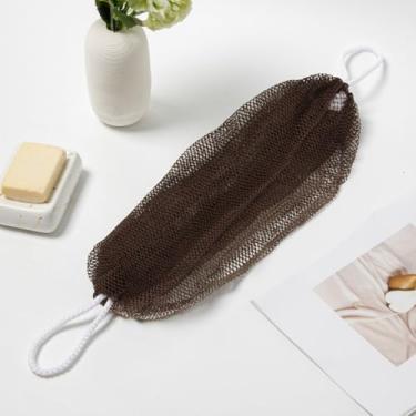 Imagem de Esponja de banho africana de nylon, esponja de rede africana com nós, esfoliante corporal de chuveiro com alça de corda para banho diário (café)
