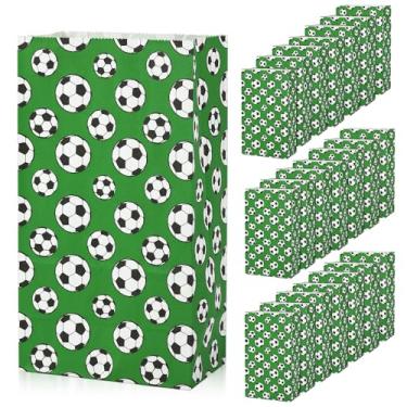 Imagem de 30 peças de papel para lembrancinhas de festa de futebol, sacos de presente com tema de futebol, sacolas de presente com estampa de futebol, petiscos, doces para adultos, suprimentos de festa de