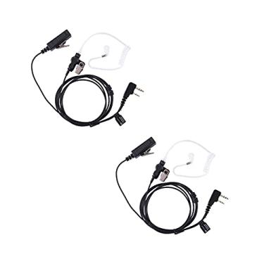 Imagem de KS K-STORM Fone de ouvido Walkie Talkie com tubo acústico e microfone grande para rádio bidirecional Kenwood de 2 pinos, material PU, preto (pacote com 2)