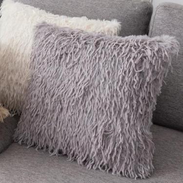 Imagem de Capas de almofada decorativas de pelúcia desgrenhada, capas de almofada aconchegantes para sofás, camas e cadeiras