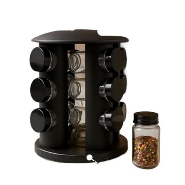 Imagem de Porta Tempero Giratório Com 12 Potes Vidro Suporte Para Especiarias Giratório 360 Graus(12)