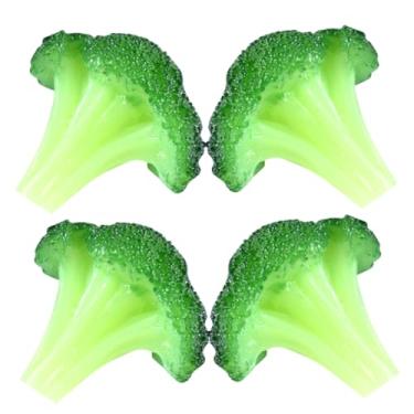 Imagem de 4 peças de fatia de brócolis artificial realista simulação de modelos de vegetais falsos para decoração de loja de exibição e decoração de restaurante ornamento de fatia de brócolis