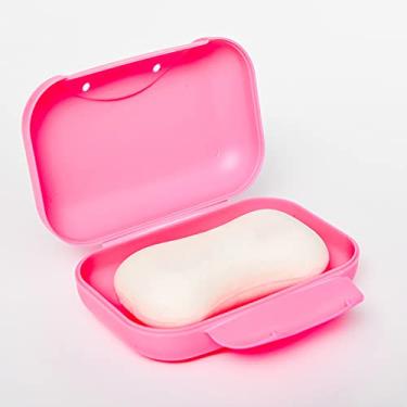 Imagem de Recipiente de sabão de viagem, suporte portátil à prova de vazamentos com tampa para casa, hotel, banheiro (rosa)