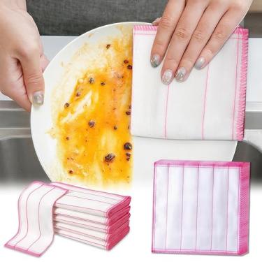 Imagem de 1 peça de óleo antiaderente - pano de lavar louça de gaze de algodão absorvente doméstico, rosa