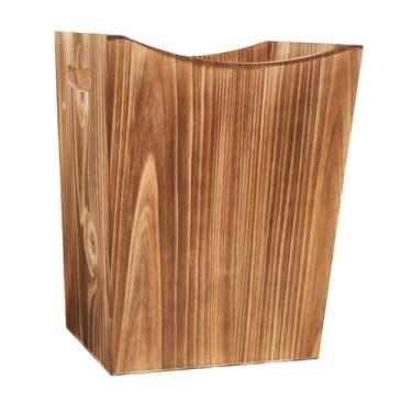 Imagem de Generic Lixeira de madeira com alças, cesto de lixo decorativo para escritório, dormitório, banheiro, decoração interna