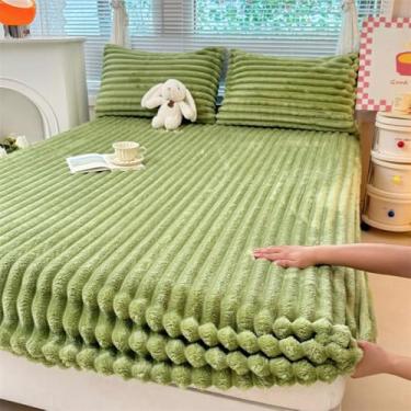 Imagem de Capa de colchão de pelúcia fofa e confortável, protetor de colchão à prova de poeira, respirável, cobertura macia para decoração de cama de casa/hotel - verde | 180 x 200 cm