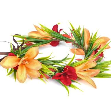 Imagem de Faixa de cabelo KorviShow Hawaiian Flower Crown 45 cm ajustável