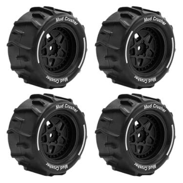 Imagem de Dynwave Kit de instalação fácil com 4 rodas e pneus para modelo DIY (faça você mesmo), upgrade profissional para Granite Grom na escala para 1:18, Preto