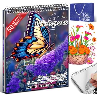 Imagem de Livro de colorir de papel grosso para mulheres com capa dura, livro de colorir encadernado em espiral, design desenhado à mão com 50 páginas, presentes de atenção plena para mulheres relaxarem