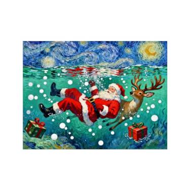 Imagem de Natal Quadro em tela-Homem cervo debaixo d'água-Imagem moderna decoração casa-Pôster impressões para sala estar 60x80cm24x31in Sem Moldura