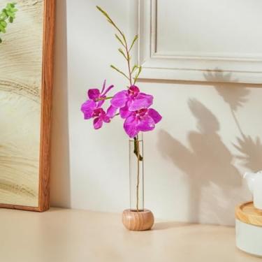 Imagem de Vaso hidropônico de base de tambor redondo para arranjos de flores, suporte de plantas com design de tubo de ensaio elegante, decoração de mesa moderna para casa, sala de estar e escritório