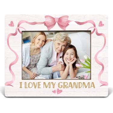 Imagem de APJYM Porta-retrato Coquette com laço rosa para vovó, 12 x 18 cm, presentes para avós, netos, netos, avós, presentes para aniversário, Natal, avó, porta-retratos