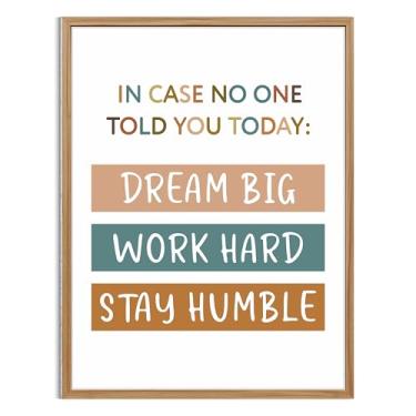 Imagem de TracyArt Cartazes motivacionais para sala de aula, Dream Big Work Hard Stay Humble - Boho Classroom Decor, sem moldura 33 x 43 cm