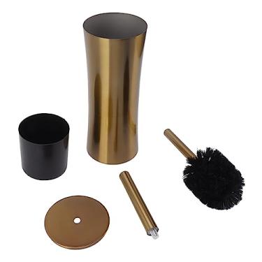 Imagem de Cryfokt Conjunto de Escova de Vaso Sanitário Dourado Fácil de Colocar Kit de Escova de Limpeza de Banheiro de Aço Inoxidável (Cintura pequena)