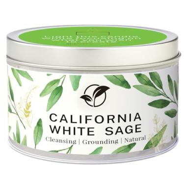 Imagem de Velas de sálvia para limpeza, velas de sálvia branca 170 g - Tempo de queima de 35 horas, velas de aromaterapia de cera de soja para limpeza de casa, kit de manchas de energia negativa, velas