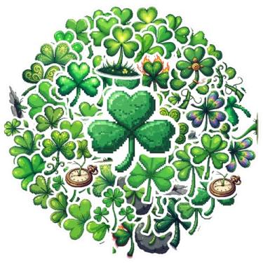 Imagem de 35 peças trevo sorte natureza verde irlandês trevo adesivos da sorte verde folhoso encantador natureza da sorte decalques para notebook, bagagem, celular, copo, guitarra, faça você mesmo, bicicleta