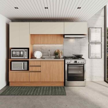 Imagem de Cozinha Modulada 4 Peças Com Armários, Balcão E Torre Quente Aroeira Cabecasa Madeiramadeira Cinza Sereno-cedro