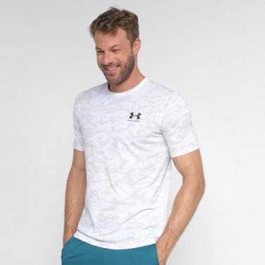 Imagem de Camiseta Under Armour Abc Masculina, Branco, Cinza, M