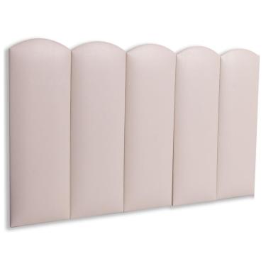Imagem de Cabeceira Solteiro Kit 5 Placas Modelo Nuvem - Courino Marfim / Off White