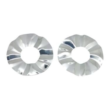 Imagem de Brinco Orgânico Circular 48Mm Prateado Semijoia Lizzy Fatin