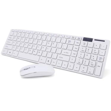 Imagem de Kit Teclado E Mouse Sem Fio Wifi Usb 1600dpi 2.4ghz Branco