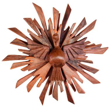 Imagem de Escultura Divino Resplendor Espírito Santo Grande Madeira Artesanal 32cm