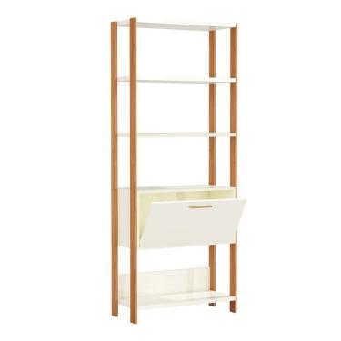 Imagem de Estante Helen 100% MDF 1 Porta Off White e Freijó