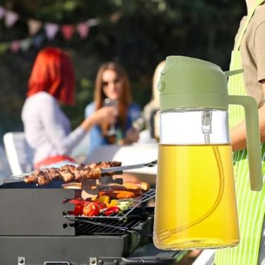 Imagem de Pulverizador de azeite de oliva Fine Mist - Dispensador 2 em 1 de 470 ml para cozinhar com baixo teor de óleo - verde
