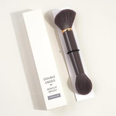 Imagem de 1 pincel de maquiagem profissional de duas pontas com cerdas sintéticas macias para maquiagem facial e olhos, adequado para todos os tipos de pele (preto)