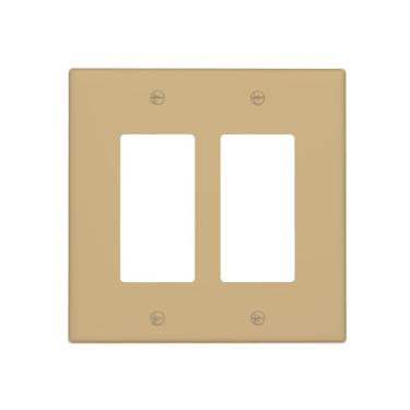 Imagem de Wmhusu Capas de tomada marrom claro cáqui 2 gangues capa de interruptor de luz duplo balancim usb placa de parede decorativa receptáculo GFCI placa elétrica para banheiro, quarto, decoração de casa