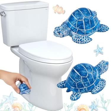 Imagem de SRCVYLT 2 peças de tampas de parafuso de vaso sanitário, decoração de acessórios de banheiro de tartaruga marinha azul, tampas de parafuso de vaso sanitário decorativas para casa costeira casa de