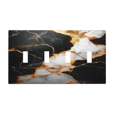 Imagem de SgEdao Capa decorativa para interruptor moderno preto dourado cinza mármore padrão 4 gangues placa de parede artística exclusivo quadriciclo interruptor de luz cobre placa elétrica para banheiro