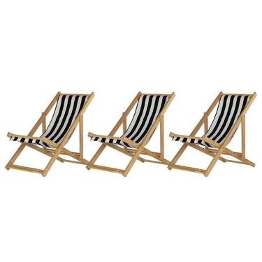 Imagem de Kit 3 Cadeira Espreguiçadeira Dobrável S-b-l Preto-branco