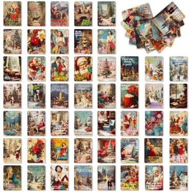 Imagem de Anweina 50 peças, cartões postais de Natal vintage, cartões postais vintage, cartões postais de Natal para todas as ocasiões, presente de ano novo, 8 x 6 cm