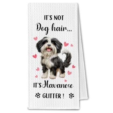 Imagem de ChissNook Havanese Kitchen Towels, It's Not Dog Hair It's Havanese Glitter Gifts for Women Dish Towels, Dog Lover Mom Owner Gifts Toalha de mão decorativa para banheiro, 40 x 61 cm