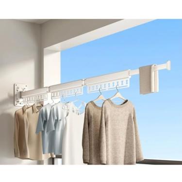 Imagem de Hhsdyl Cabide Dobrável de Parede, Estendal Retráctil Economizador de Espaço, para Lavandaria, Organização de Armários, Secador de Alumínio de Fácil Instalação,White,three