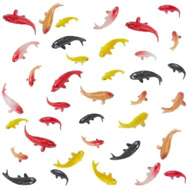 Imagem de CREATCABIN 40 peças miniatura de plástico Koi Peixe pequeno Koifish estatuetas de peixe dourado imitação de pequeno modelo de carpa a granel suprimentos para decoração de tanque faça você mesmo